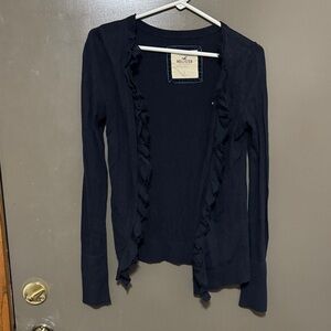 Hollister Women's Dark Blue Ruffle Cardigan